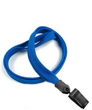  3/8 inch Blue clip lanyard with a plastic rotating clip-blank-LNB322NBLU 