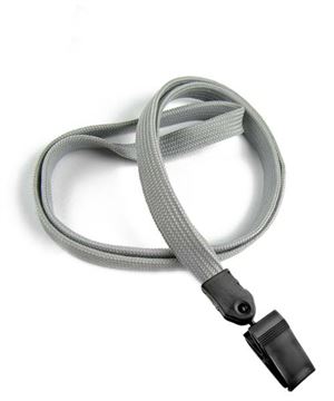  3/8 inch Gray ID lanyard with plastic clipblankLNB322NGRY 