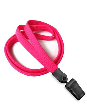  3/8 inch Hot pink ID lanyard with plastic clipblankLNB322NHPK 