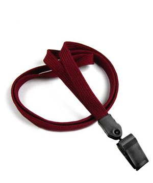  3/8 inch Maroon clip lanyard with a plastic rotating clip-blank-LNB322NMRN 