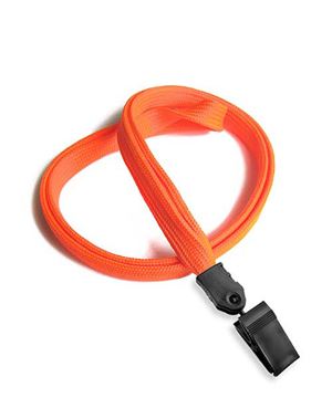  3/8 inch Neon orange ID lanyard with plastic clipblankLNB322NNOG 