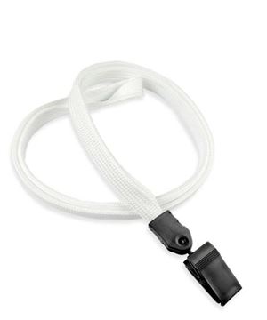  3/8 inch White ID lanyard with plastic clipblankLNB322NWHT 