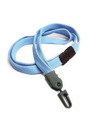  3/8 inch Baby blue neck lanyards attached safety breakaway and plastic j hookblankLNB323BBBL