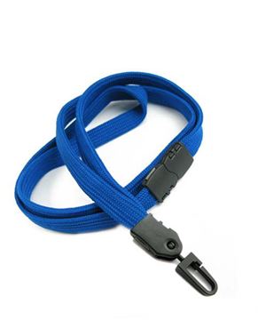  3/8 inch Blue neck lanyards attached safety breakaway and plastic j hookblankLNB323BBLU 
