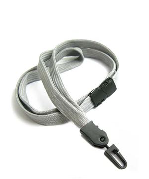  3/8 inch Gray neck lanyards attached safety breakaway and plastic j hookblankLNB323BGRY 