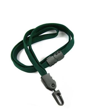  3/8 inch Hunter green neck lanyards attached safety breakaway and plastic j hookblankLNB323BHGN 