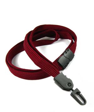  3/8 inch Maroon neck lanyards attached safety breakaway and plastic j hookblankLNB323BMRN 
