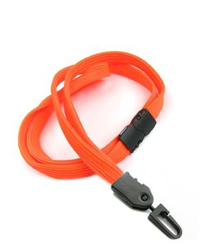  3/8 inch Neon orange neck lanyards attached safety breakaway and plastic j hookblankLNB323BNOG 