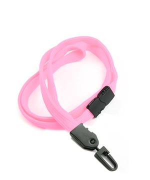  3/8 inch Pink neck lanyards attached safety breakaway and plastic j hookblankLNB323BPNK 