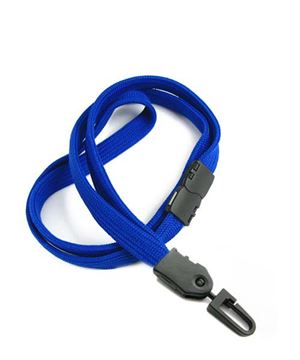  3/8 inch Royal blue neck lanyards attached safety breakaway and plastic j hookblankLNB323BRBL 