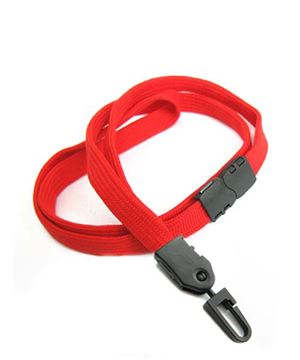 3/8 inch Red neck lanyards attached safety breakaway and plastic j hookblankLNB323BRED 
