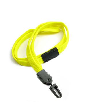  3/8 inch Yellow neck lanyards attached safety breakaway and plastic j hookblankLNB323BYLW 