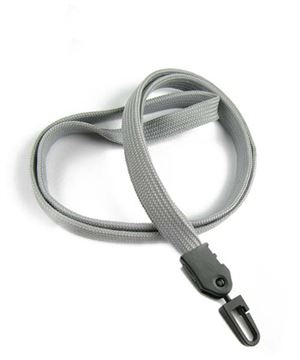  3/8 inch Gray ID lanyards with plastic j hookblankLNB323NGRY 
