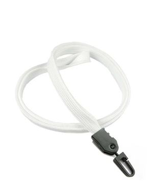  3/8 inch White ID lanyards with plastic j hookblankLNB323NWHT 