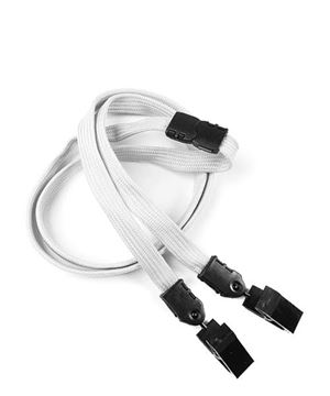  3/8 inch Gray double clip lanyards attached breakaway and plastic clip on both ended-blank-LNB324BGRY 