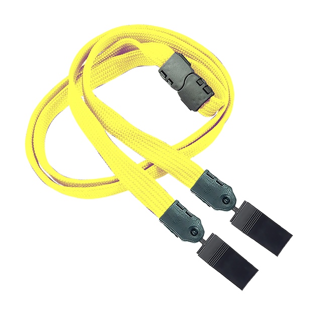  3/8 inch Metallic gold double clip lanyards attached breakaway and plastic clip on both ended-blank-LNB324BMGD 