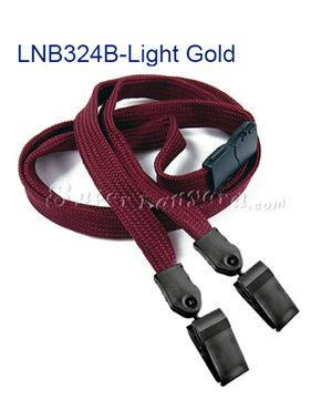 3/8 inch Maroon double clip lanyards attached breakaway and plastic clip on both ended-blank-LNB324BMRN 