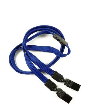  3/8 inch Royal blue double clip lanyard with safety breakawayblankLNB324BRBL 