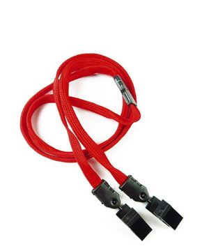  3/8 inch Red double clip lanyards attached breakaway and plastic clip on both ended-blank-LNB324BRED 