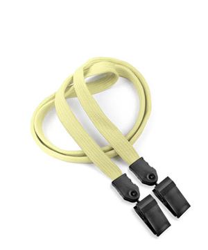  3/8 inch Light gold double clip lanyard with 2 plastic rotating clipblankLNB324NLGD 