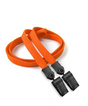  3/8 inch Orange double clip lanyard with 2 plastic rotating clipblankLNB324NORG 