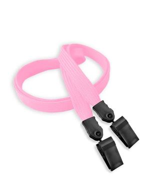  3/8 inch Pink double clip lanyard with 2 plastic rotating clipblankLNB324NPNK 