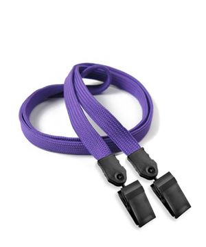  3/8 inch Purple double clip lanyard with 2 plastic rotating clipblankLNB324NPRP 