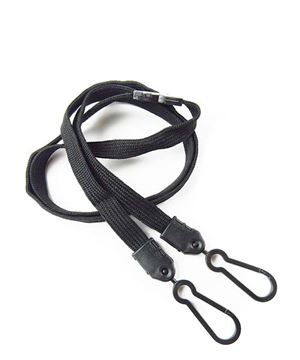  3/8 inch Black doubel hook lanyard attached safety breakaway and 2 lanyard hooksblankLNB325BBLK 