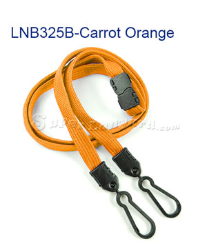  3/8 inch Carrot orange doubel hook lanyard with safety breakaway-blank-LNB325BCOG