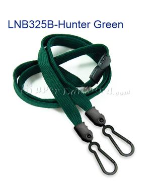  3/8 inch Hunter green doubel hook lanyard with safety breakaway-blank-LNB325BHGN