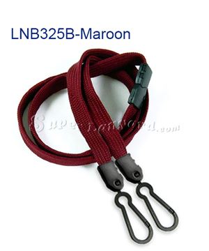  3/8 inch Maroon doubel hook lanyard attached safety breakaway and 2 lanyard hooksblankLNB325BMRN 
