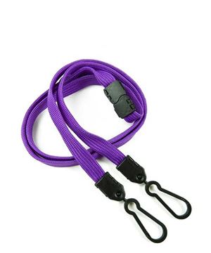  3/8 inch Purple doubel hook lanyard attached safety breakaway and 2 lanyard hooksblankLNB325BPRP 