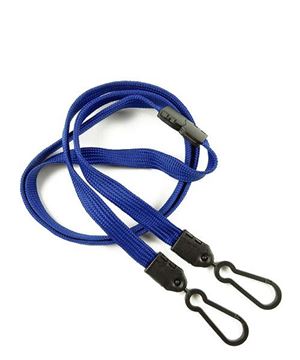  3/8 inch Royal blue doubel hook lanyard attached safety breakaway and 2 lanyard hooksblankLNB325BRBL 
