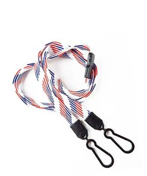  3/8 inch Patriotic pattern doubel hook lanyard attached safety breakaway and 2 lanyard hooksblankLNB325BRBW