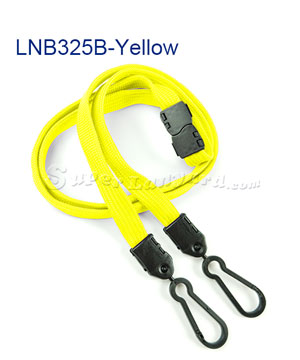  3/8 inch Yellow doubel hook lanyard with safety breakaway-blank-LNB325BYLW 