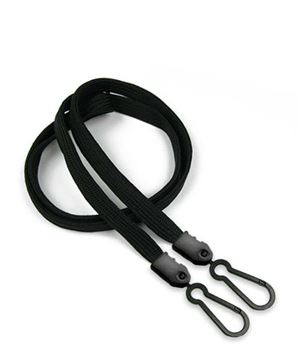  3/8 inch Black doubel hook lanyard attached a plastic hook on each endblankLNB325NBLK 