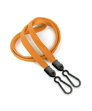  3/8 inch Carrot orange doubel hook lanyard with 2 plastic rotating hook-blank-LNB325NCOG