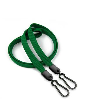  3/8 inch Green doubel hook lanyard with 2 plastic rotating hook-blank-LNB325NGRN 