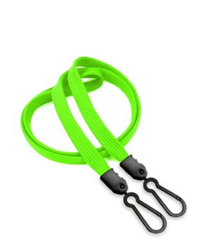  3/8 inch Lime green doubel hook lanyard with 2 plastic rotating hook-blank-LNB325NLMG 
