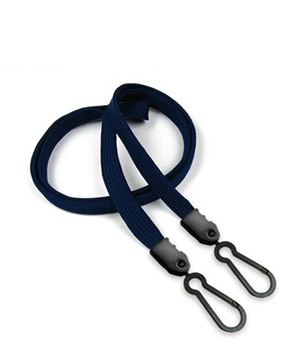  3/8 inch Navy blue doubel hook lanyard attached a plastic hook on each endblankLNB325NNBL 