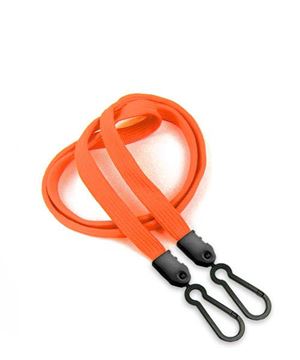  3/8 inch Neon orange doubel hook lanyard with 2 plastic rotating hook-blank-LNB325NNOG 