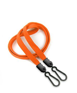  3/8 inch Orange doubel hook lanyard with 2 plastic rotating hook-blank-LNB325NORG 