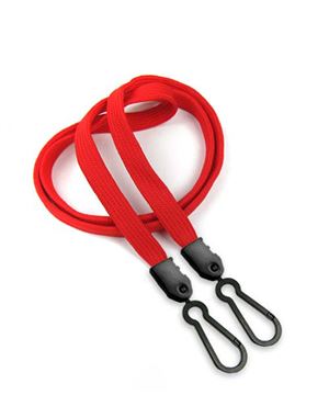  3/8 inch Red doubel hook lanyard with 2 plastic rotating hook-blank-LNB325NRED 