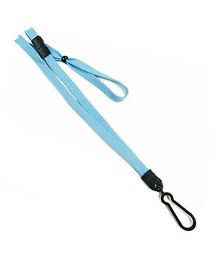  3/8 inch Baby blue adjustable lanyard with adjustable bead and plastic rotating hook-blank-LNB326BBBL