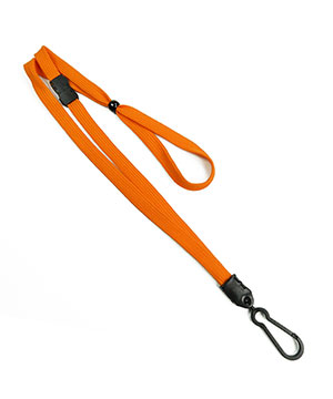  3/8 inch Carrot orange adjustable lanyard with adjustable bead and plastic rotating hook-blank-LNB326BCOG