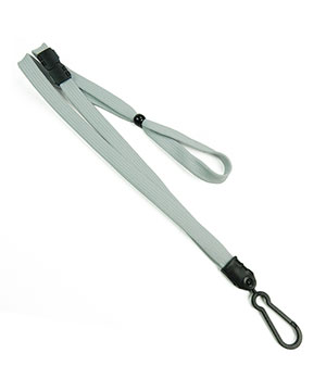 3/8 inch Gray breakaway lanyard attached breakaway and plastic j hook and adjustable beadblankLNB326BGRY 