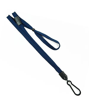  3/8 inch Navy blue adjustable lanyard with adjustable bead and plastic rotating hook-blank-LNB326BNBL 