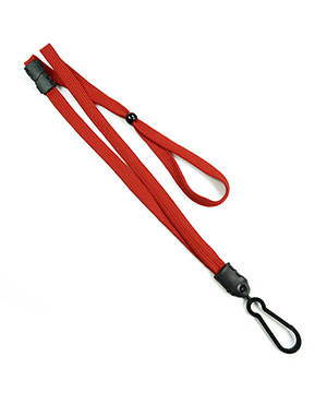  3/8 inch Red adjustable lanyard with adjustable bead and plastic rotating hook-blank-LNB326BRED 