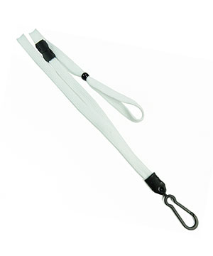  3/8 inch White breakaway lanyard attached breakaway and plastic j hook and adjustable beadblankLNB326BWHT 