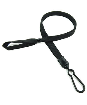  3/8 inch Black adjustable lanyard with plastic ID hook and adjustable beads-blank-LNB326NBLK 